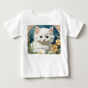 Camiseta Para Bebê Alphonse Mucha Art Nouveau Kitten