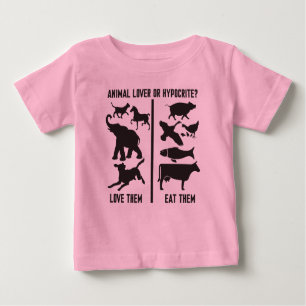 Camiseta Para Bebê Amante dos animais ou hipócrita?