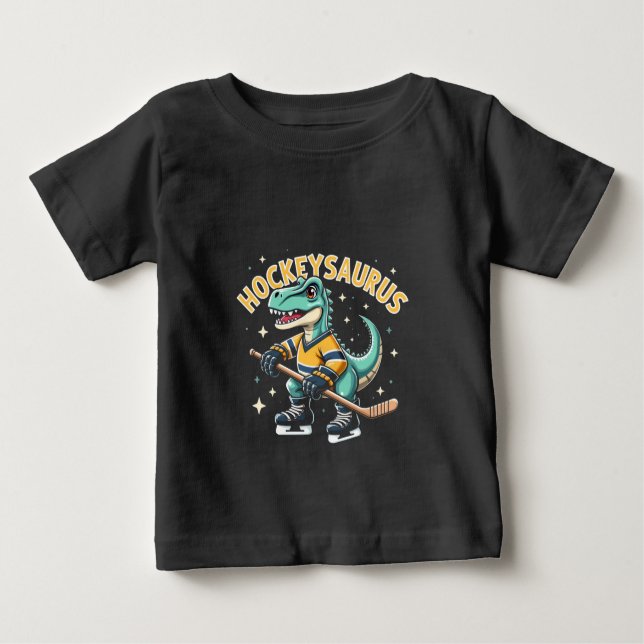 Camiseta Para Bebê Amantes de Dinossauro de Hóquei em Gelo Hockeysaur (Frente)
