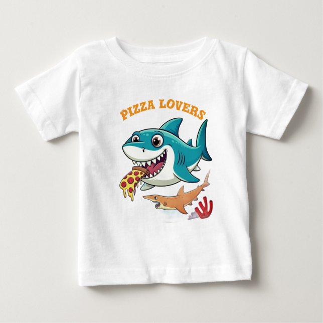 Camiseta Para Bebê Amantes de pizza (Frente)