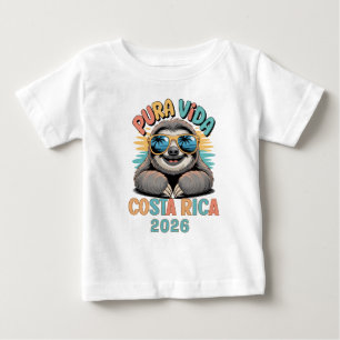 Camiseta Para Bebê Amantes de Preguiça Pura Vida Costa Rica Relaxado