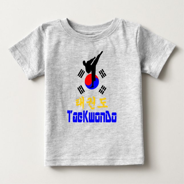 Camiseta Para Bebê ▪ ☯ ✔ Amar Arte Marcial Coreana TaeKwonDo Baseball (Frente)