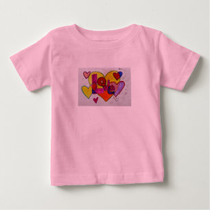 Camiseta Para Bebê Amar Corações Corações Corações de Palavras