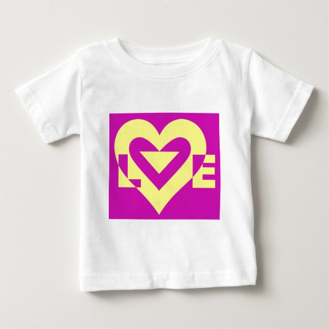 Camiseta Para Bebê Amarelo de amor em roxo (Frente)