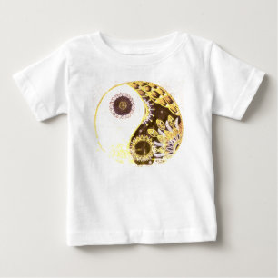 Camiseta Para Bebê Amarelo Floral Yin E Yang