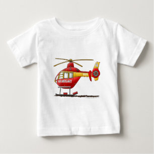 Camiseta Para Bebê Ambulância médica do helicóptero do salvamento 