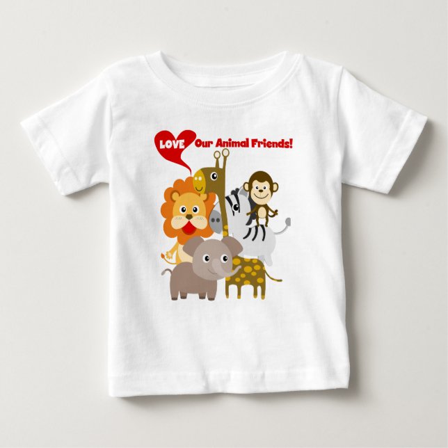 Camiseta Para Bebê Ame Os Nossos Amigos Animais (Frente)