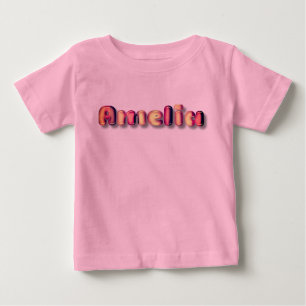 Camiseta Para Bebê Amelia baby girl name kawaii 3d letters
