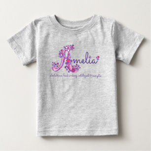 Camiseta Para Bebê Amelia Girl name significa A monograma