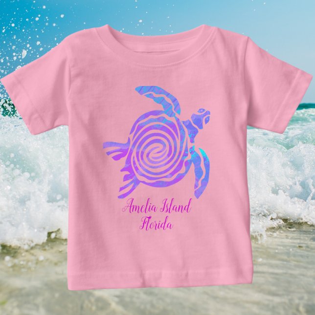 Camiseta Para Bebê Amelia Island Sea Turtle T-Shirt (Criador carregado)