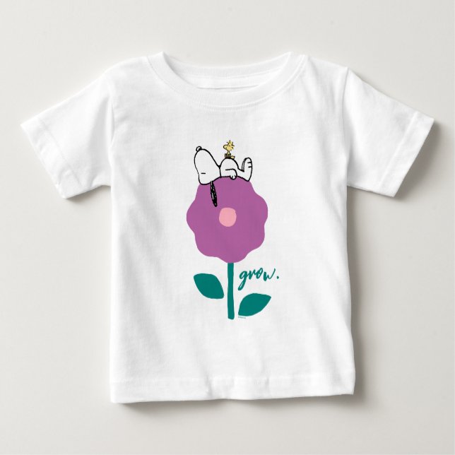 Camiseta Para Bebê Amendoins | Apito De Esnoopia E Flor De Madeira (Frente)