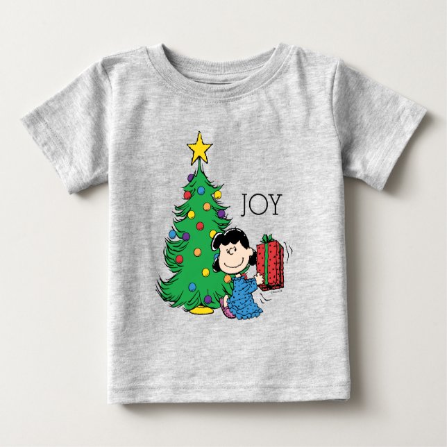 Camiseta Para Bebê Amendoins | Árvore de Natal Lucy (Frente)