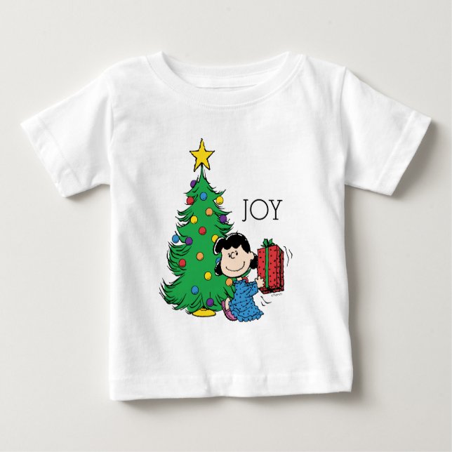 Camiseta Para Bebê Amendoins | Árvore de Natal Lucy (Frente)