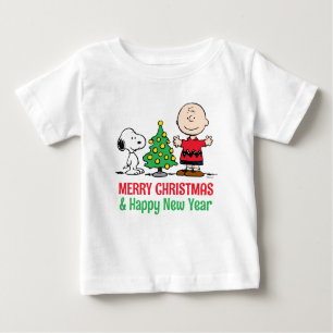 Camiseta Para Bebê Amendoins   Árvore de Natal Snoopy & Charlie Brown