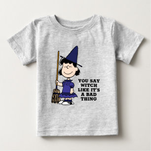 Camiseta Para Bebê Amendoins Bruxa Lucy Halloween