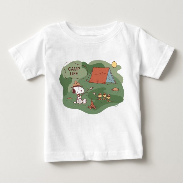 Camiseta Para Bebê Amendoins | Campos Snoopy & Woodstock Happy (Frente)