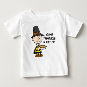 Camiseta Para Bebê Amendoins   Charlie Brown Pilgrim