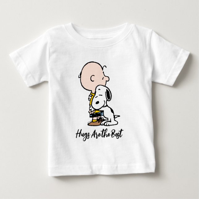 Camiseta Para Bebê Amendoins | Charlie Brown & Snoopy Hug (Frente)