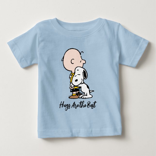 Camiseta Para Bebê Amendoins | Charlie Brown & Snoopy Hug (Frente)