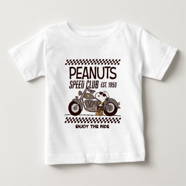 Camiseta Para Bebê Amendoins | Clube de velocidade do Snoopy (Frente)