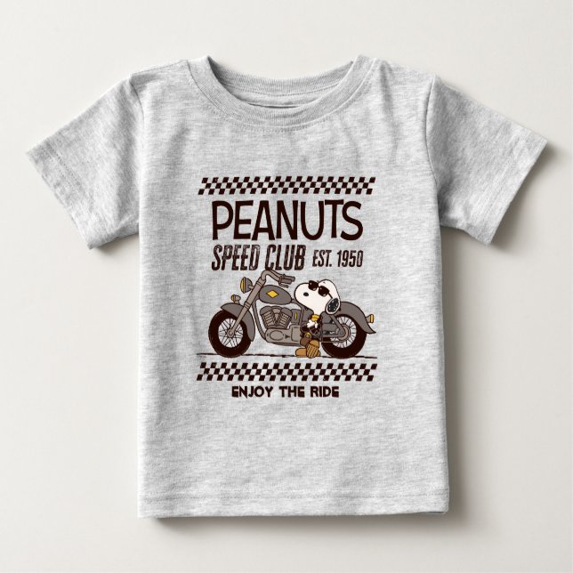 Camiseta Para Bebê Amendoins | Clube de velocidade do Snoopy (Frente)