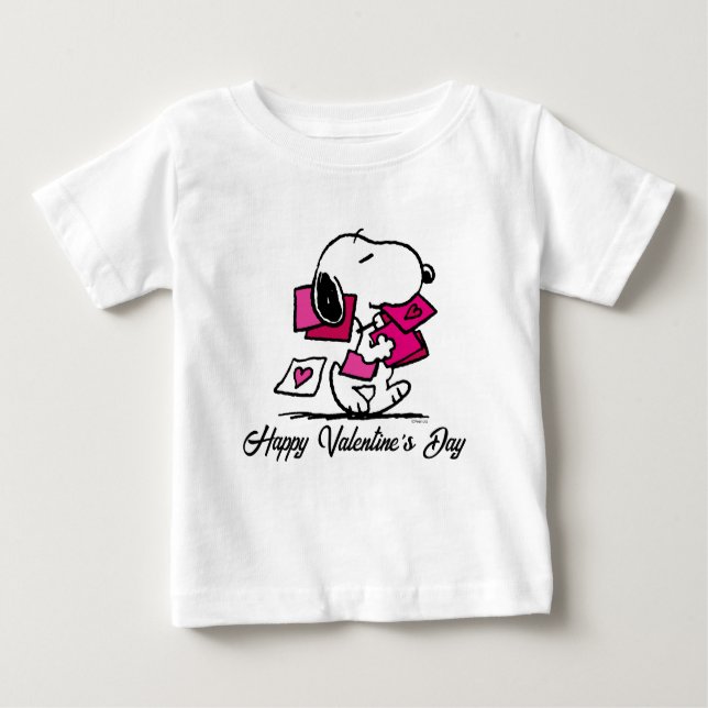 Camiseta Para Bebê Amendoins | DIA DE OS NAMORADOS | Snoopy Com Dias  (Frente)