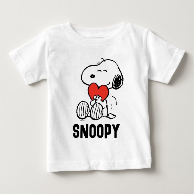 Camiseta Para Bebê Amendoins | DIA DE OS NAMORADOS | Snoopy Heart Hug (Frente)
