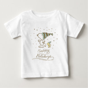 Camiseta Para Bebê Amendoins   Esnoopia e Woodstock de inverno