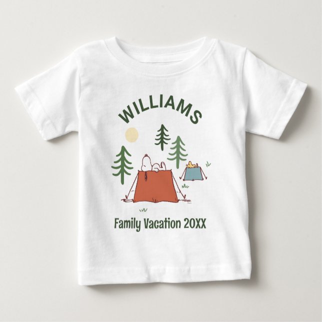 Camiseta Para Bebê Amendoins | Férias Familiares De Camping (Frente)