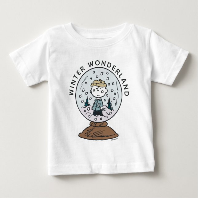 Camiseta Para Bebê Amendoins | Globo de Neve Charlie Brown (Frente)