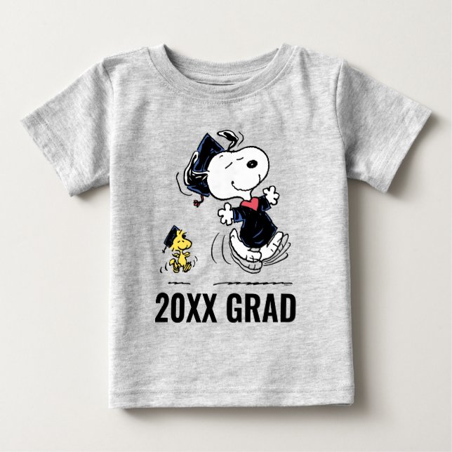 Camiseta Para Bebê Amendoins | Graduação em Snoopy & Woodstock (Frente)
