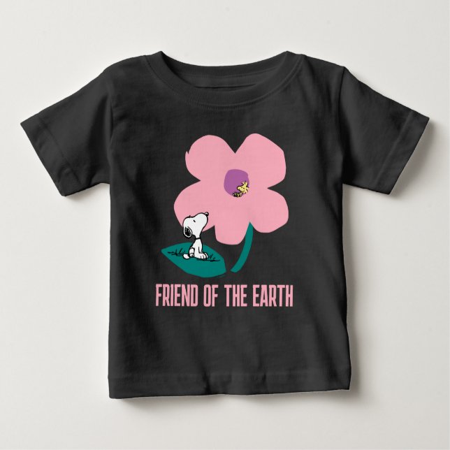 Camiseta Para Bebê Amendoins | Ilustração da Flor Rosa-Rosa Natural (Frente)