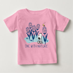 Camiseta Para Bebê Amendoins Jardim da Flor de Esnoopia e Madeira
