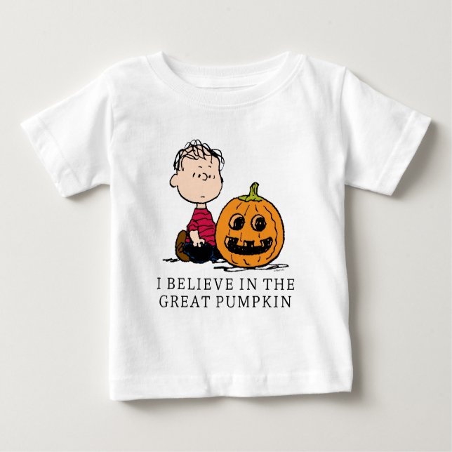 Camiseta Para Bebê Amendoins | Linus & Jack O' Lanterna (Frente)