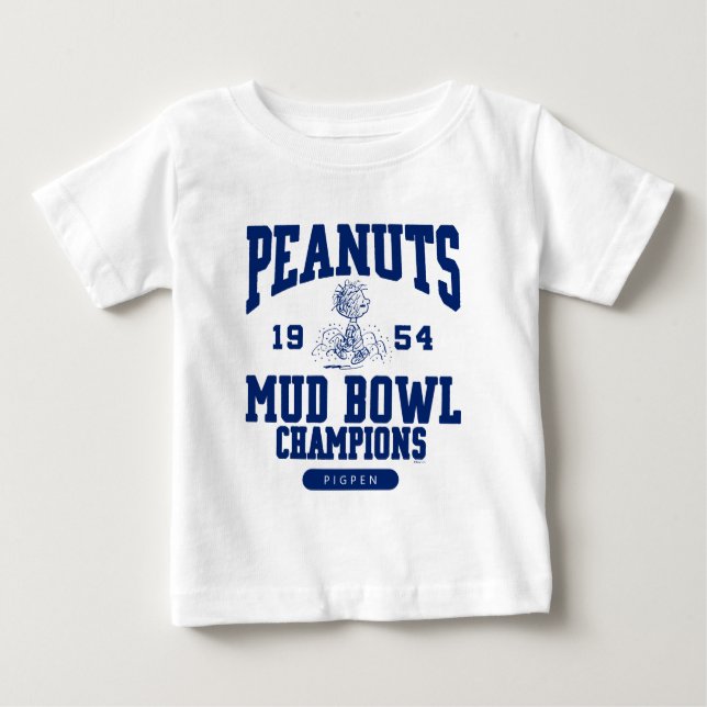 Camiseta Para Bebê Amendoins | Linus Mud Bowl Champions 1954 (Frente)