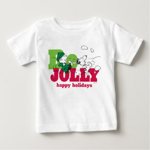 Camiseta Para Bebê Amendoins   Linus & Snoopy Be Jolly