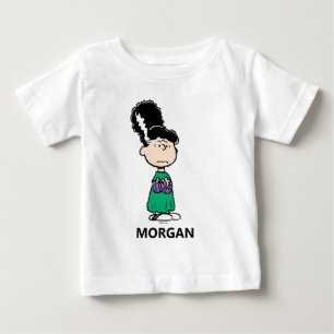Camiseta Para Bebê Amendoins Lucy Noiva de Frankenstein Halloween