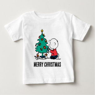 Camiseta Para Bebê Amendoins Luzes de Natal Charlie Brown