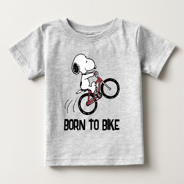 Camiseta Para Bebê Amendoins | Roda de bicicleta Snoopy (Frente)