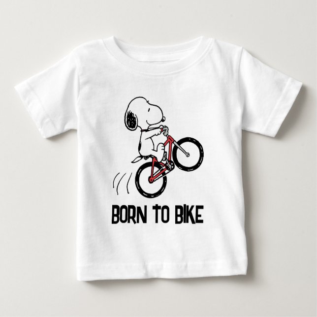Camiseta Para Bebê Amendoins | Roda de bicicleta Snoopy (Frente)