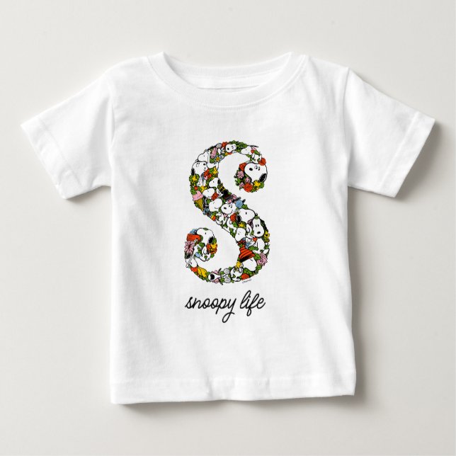 Camiseta Para Bebê Amendoins | S é para Snoopy (Frente)