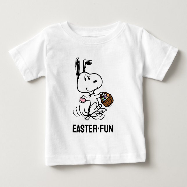 Camiseta Para Bebê Amendoins | Snoopy, Bola Páscoa (Frente)