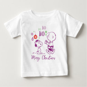 Camiseta Para Bebê Amendoins   Snoopy & Charlie Brown Ho Ho Ho Ho
