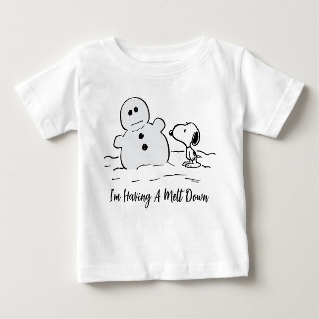 Camiseta Para Bebê Amendoins | Snoopy constrói um boneco de neve (Frente)