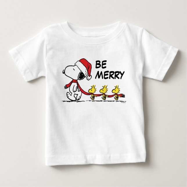 Camiseta Para Bebê Amendoins | Snoopy & Friends Winter Scarf (Frente)
