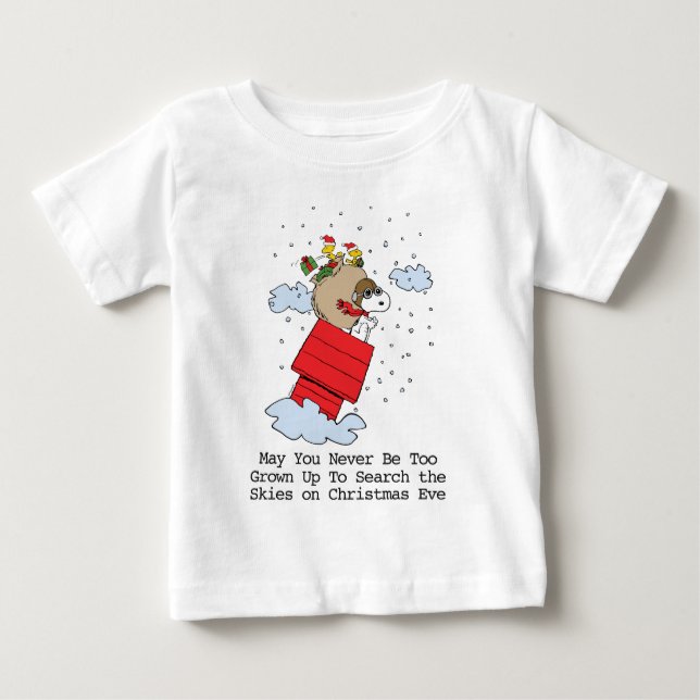 Camiseta Para Bebê Amendoins | Snoopy, o Ace Voador no Natal (Frente)