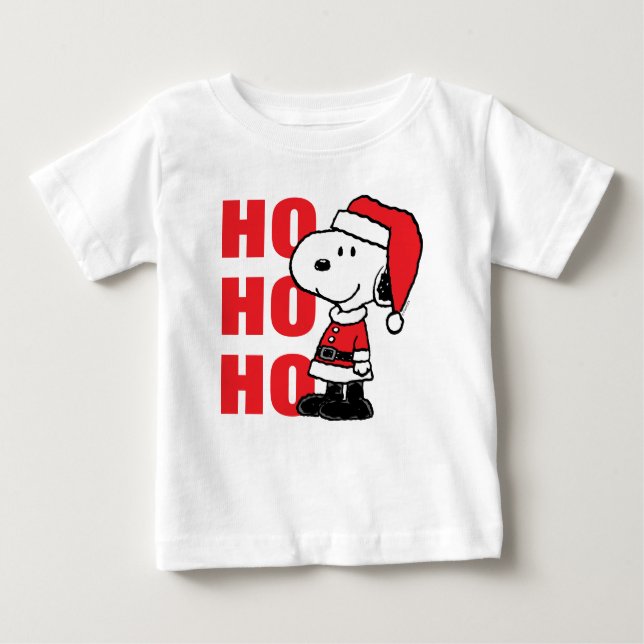 Camiseta Para Bebê Amendoins | Snoopy Papai Noel (Frente)