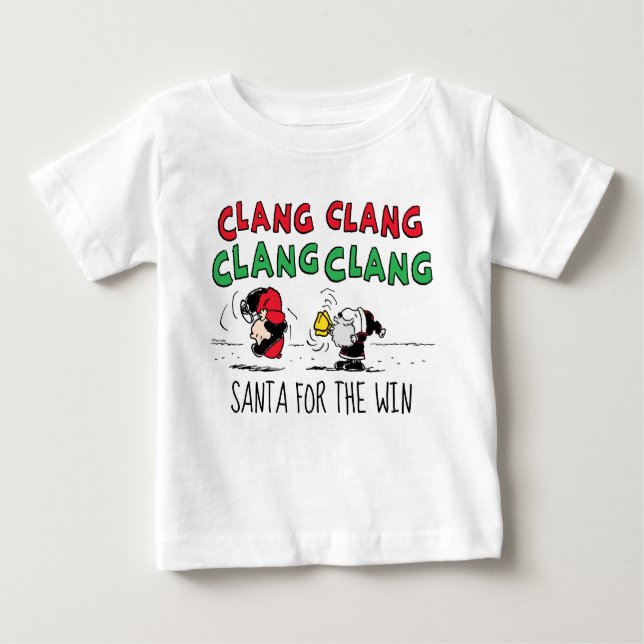 Camiseta Para Bebê Amendoins | Snoopy Santa Claus & Lucy (Frente)