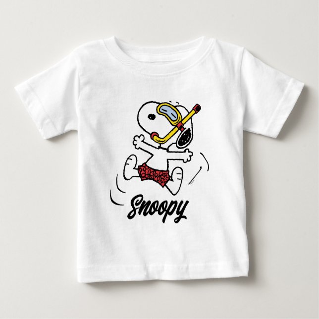 Camiseta Para Bebê Amendoins | Snoopy Scuba Diver (Frente)
