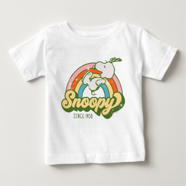 Camiseta Para Bebê Amendoins | Snoopy Sparkle Rainbow (Frente)